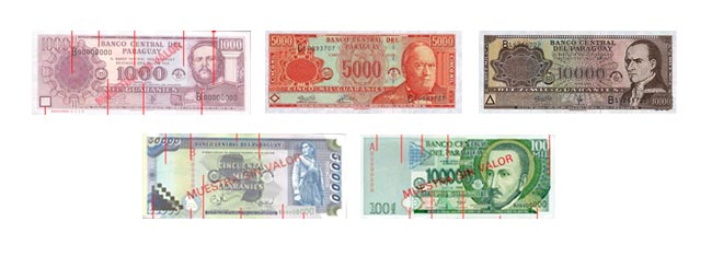 Billetes del guaraní de Paraguay
