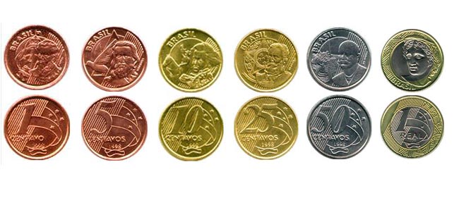 Imagen de las monedas del real brasileño
