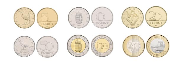 Imagen de las monedas del forint húngaro.