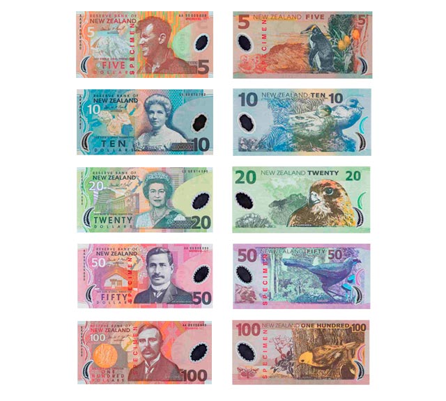 Imagen de los billetes del dólar neozelandés
