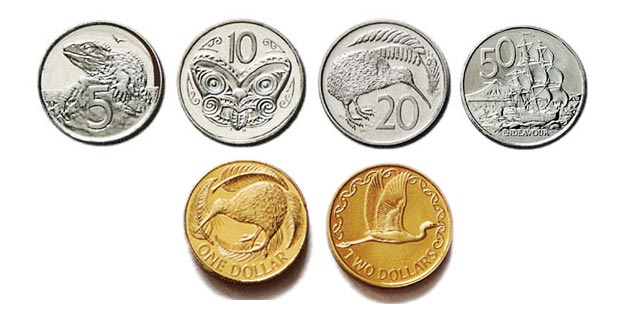 Imagen de las monedas del dólar neozelandés