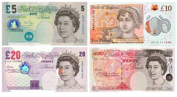Imagen de los billetes de la libra esterlina