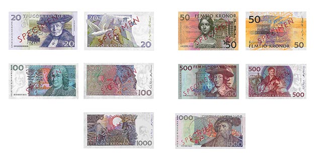 Billetes de la corona sueca.