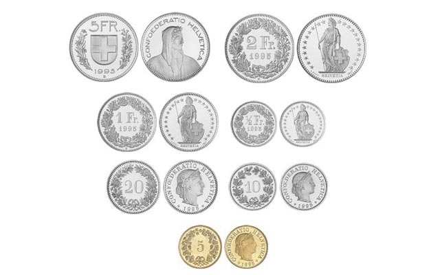 Imagen de las monedas del franco suizo
